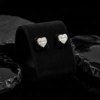 Pave Diamond Heart 14K (or 18k upon request) Yellow Gold Stud Earrings