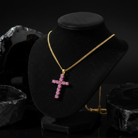 Heavenly Bloom Pink Sapphire Cross Pendant Necklace in 18K Gold