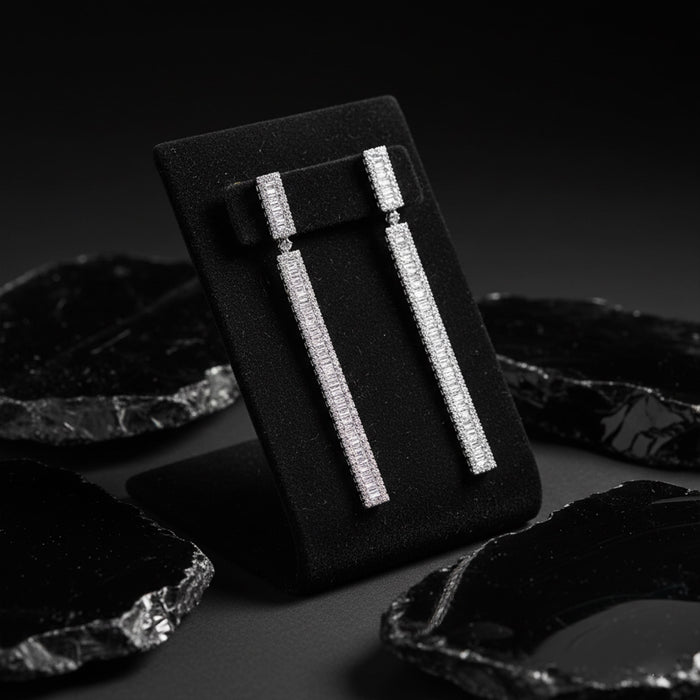 Baguette Diamond Drop 238 Diamonds Earrings in 18K White Gold