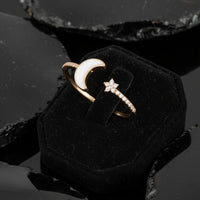 Celestial Charm Yellow Gold 14K Moon Star Ring