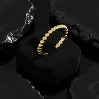 Polished Beaded Stackable 14K (or 18k upon request) Gold Round Shape Diamond Ring
