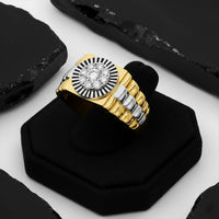 Two Tone Round Cluster Diamond Ring in 18K Gold