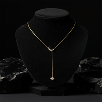 Lustre Moon Diamond Lariat Necklace in 14K Yellow Gold