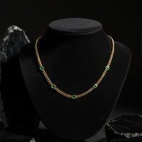 Emerald Baguette Chain Necklace in 14K Yellow Gold