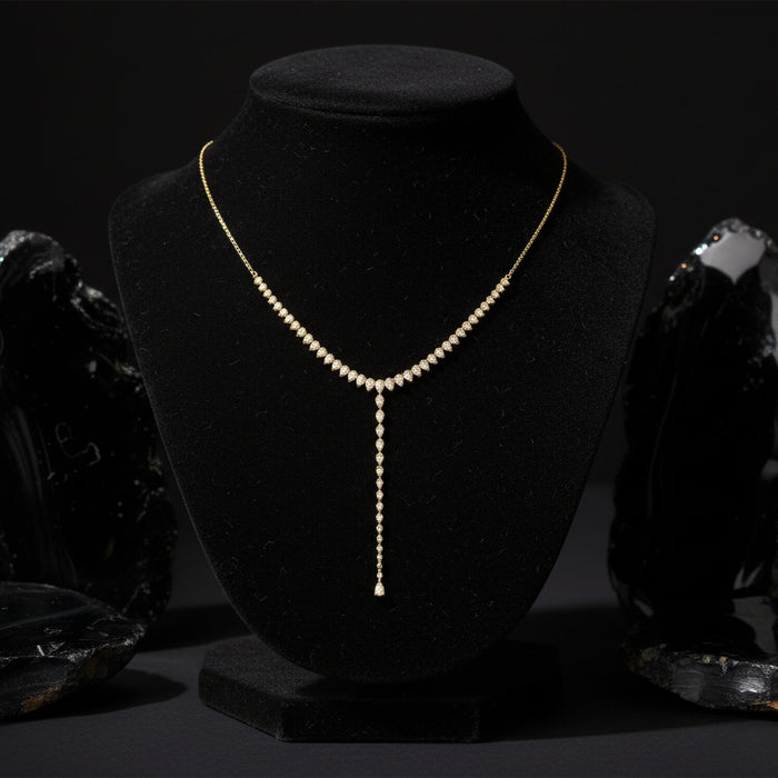 Diamond Elegant Pave Drop Necklace in 14K Yellow Gold