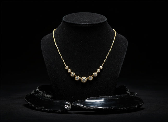 Graduated Bezel Set Diamond Necklace in 14K Yellow Gold