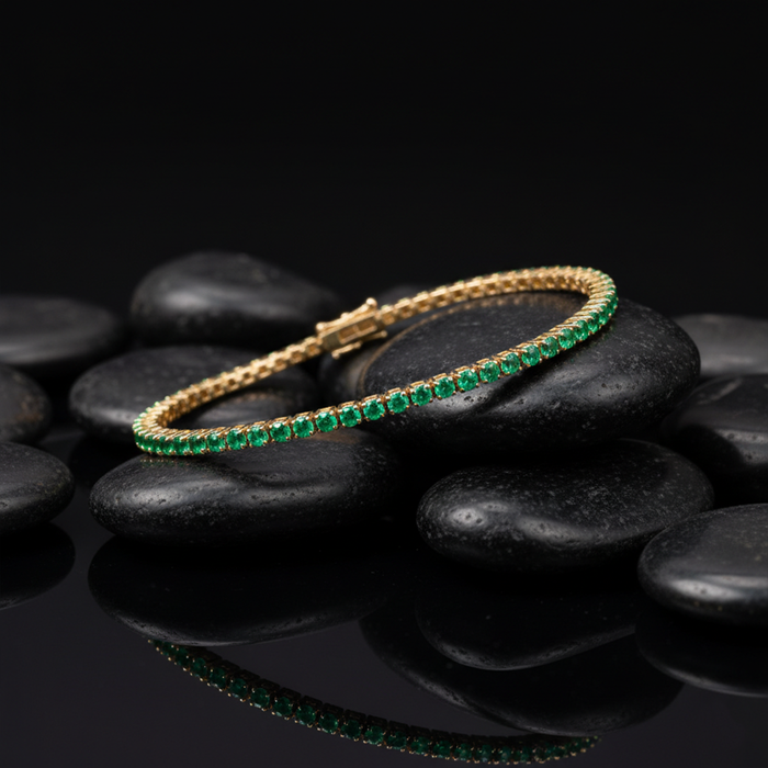 Classic Emerald Line 14K Yellow Gold Tennis Bracelet