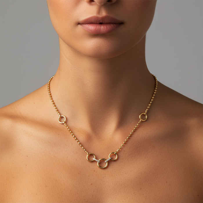 18 Diamond 14K (or 18k upon request) Yellow Gold Link Necklace