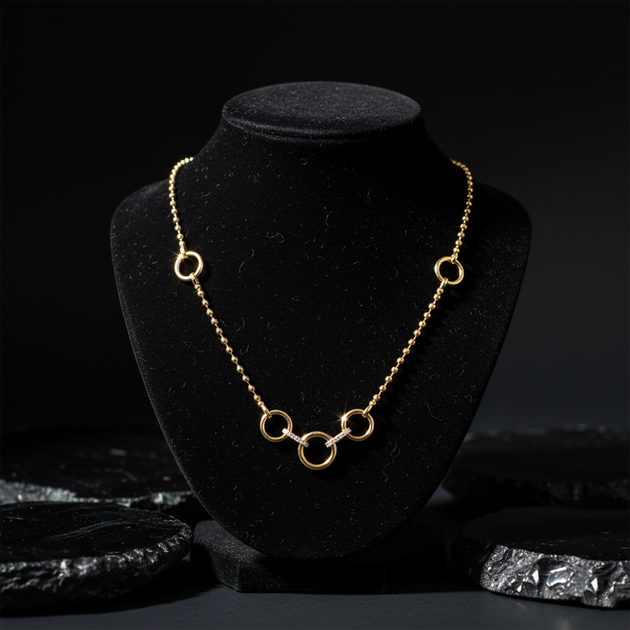 18 Diamond 14K (or 18k upon request) Yellow Gold Link Necklace