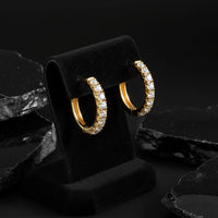 Classic Round Diamond Huggie Earrings in 14K Yellow Gold