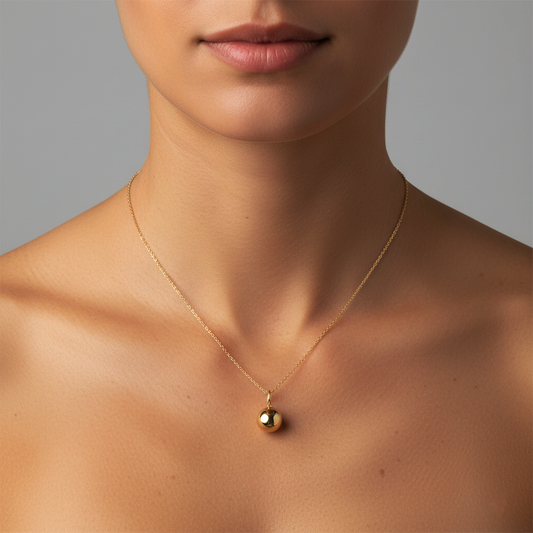 Polished Round Pendant Necklace in 14K Yellow Gold