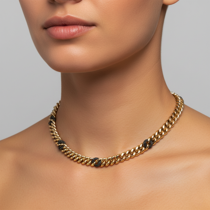 Diamond Allure Link Necklace in 14K Yellow Gold