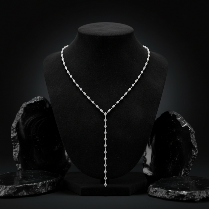 Moon Lariat Diamond Necklace in 18K White Gold