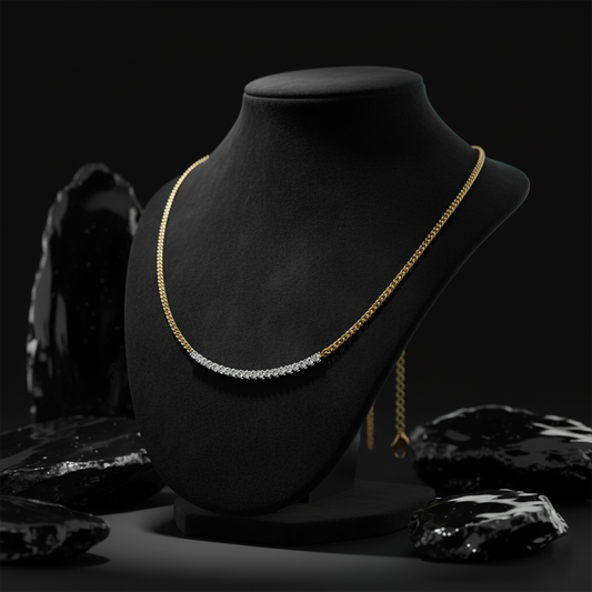 Cuban Diamond Bar Chain Necklace in 14K Yellow Gold