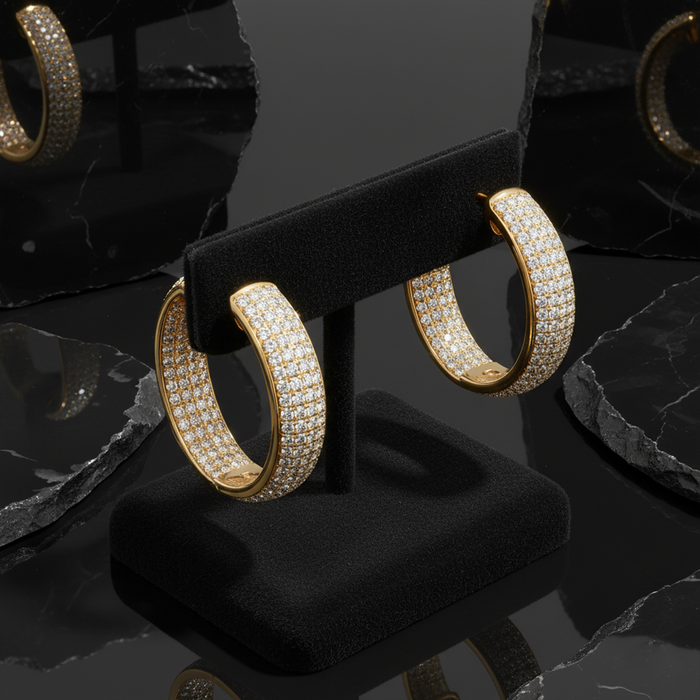 Eternal Diamond Hoop Earrings in 14K Yellow Gold