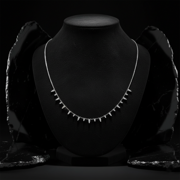 Gleam Diamond Station Necklace in 14K White Gold