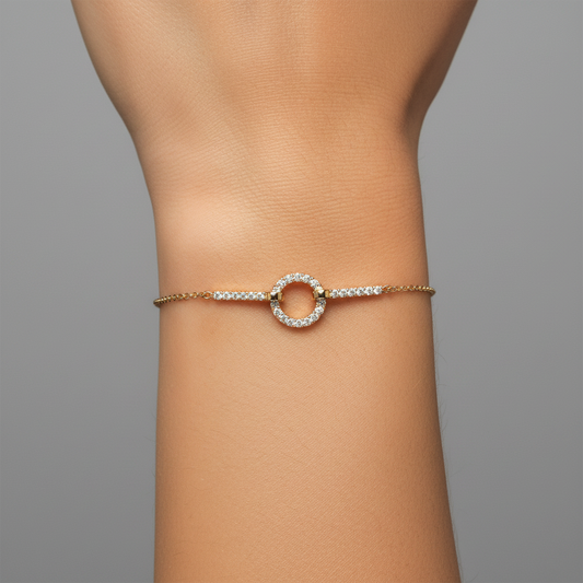 Circle Link Diamond Bracelet in 14K Yellow Gold