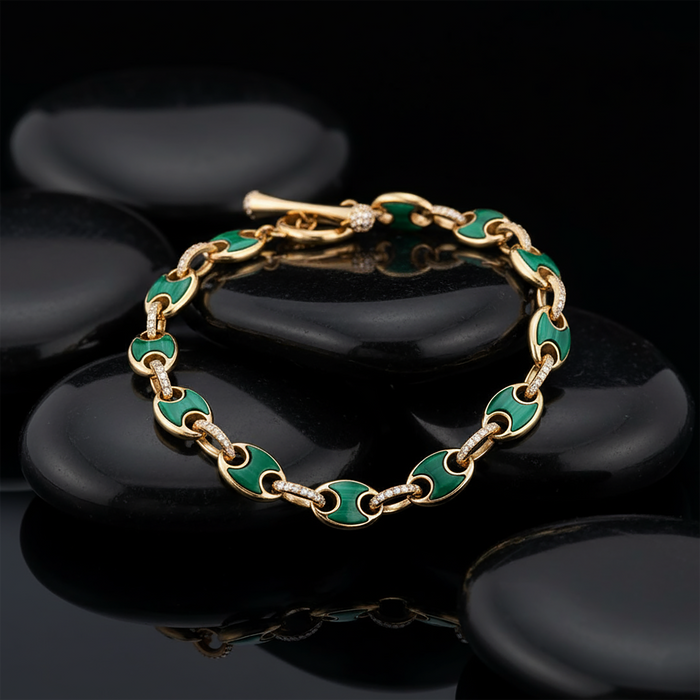 Diamond Blossom Diamond Link Bracelet in 14K Yellow Gold