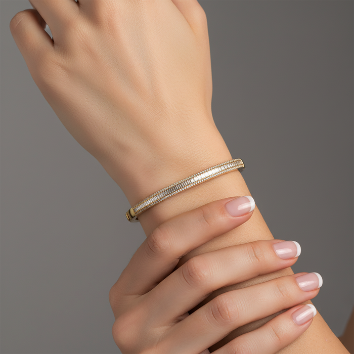 Eclipse Bangle 14K (or 18k upon request) Yellow Gold Diamond Bracelet