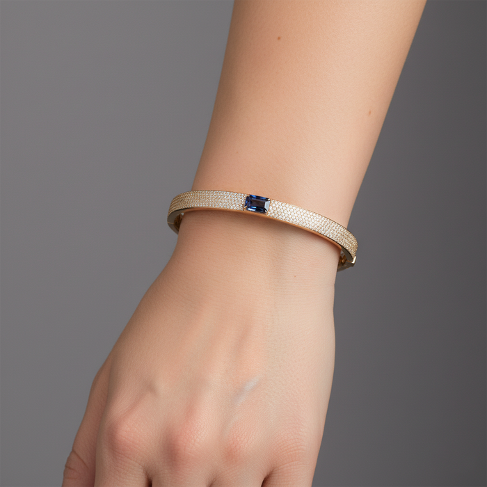 Midnight Crest Pave Blue Sapphire Bracelet in 14K Yellow Gold