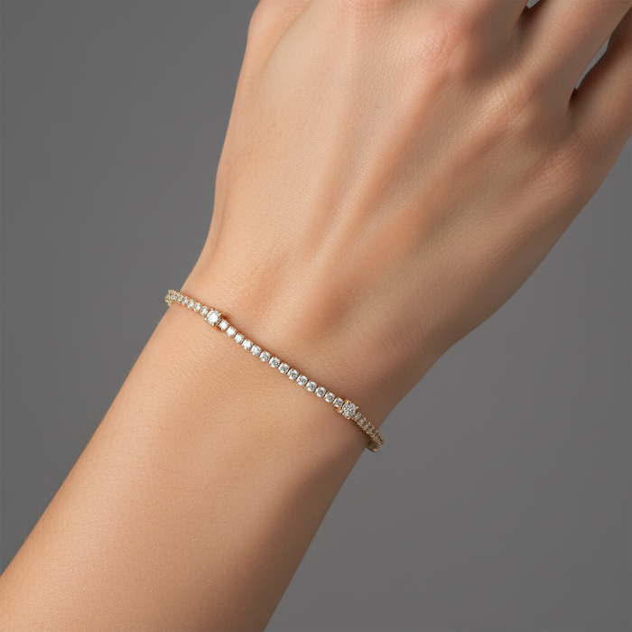 Brilliant Horizon Diamond Tennis Bracelet in 14K Yellow Gold