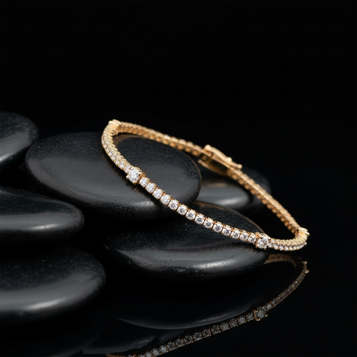 Brilliant Horizon Diamond Tennis Bracelet in 14K Yellow Gold