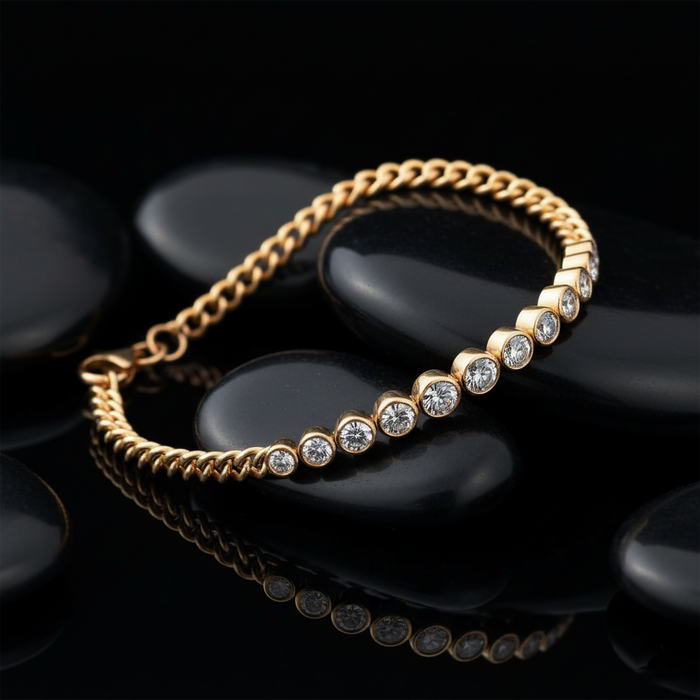Chained Radiance Diamond Link Bracelet in 14K Yellow Gold
