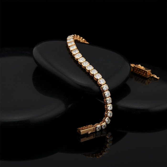 Champagne Diamond Tennis Bracelet in 14K Yellow Gold