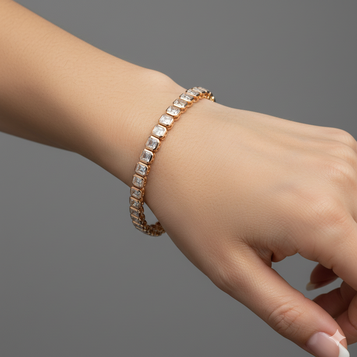 Champagne Diamond Tennis Bracelet in 14K Yellow Gold