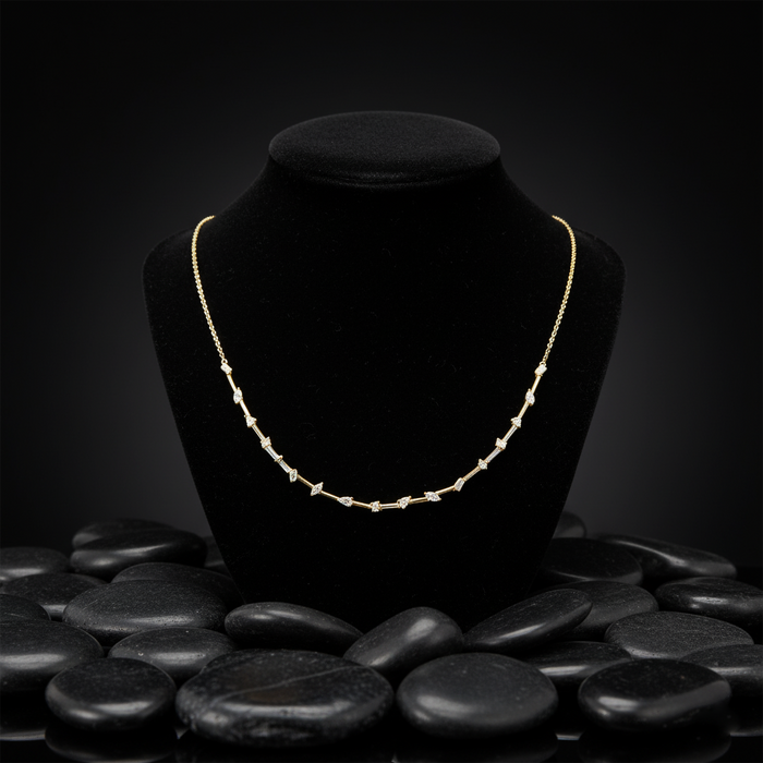 Diamond Aura Station Necklace in 14K Yellow Gold