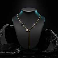 Inch Flower Shape Diamond Necklace in 14K Yellow Gold