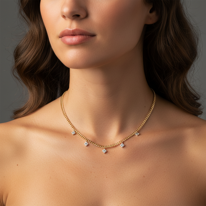 140 Diamond 14K (or 18k upon request) Yellow Gold Link Necklace