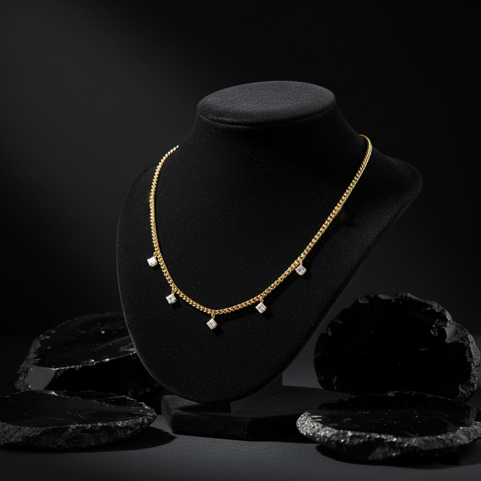 140 Diamond 14K (or 18k upon request) Yellow Gold Link Necklace