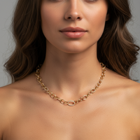 Pave Diamond Connectors Link Necklace in 14K Yellow Gold