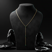 Emerald Drop Accents Lariat Necklace in 14K Yellow Gold