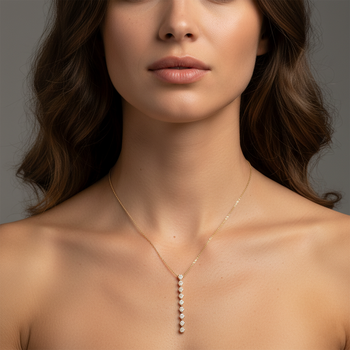 Grip Elegance Diamond Lariat Necklace in 14K Yellow Gold