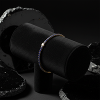 Blue Orbit Slim Sapphire Diamond Accent Bracelet in 14K Gold