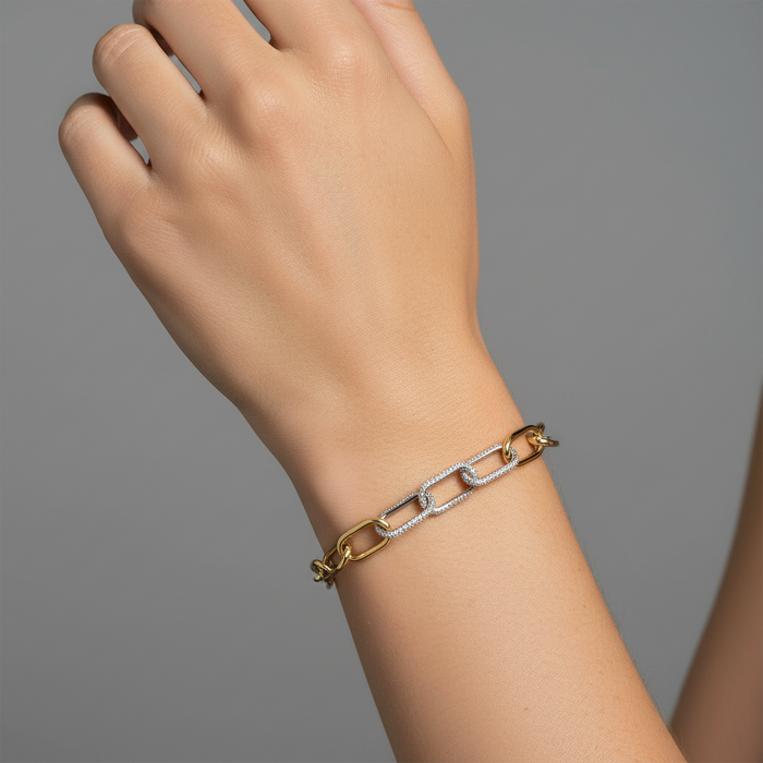 Brilliance Diamond Link Bracelet in 14K Yellow Gold