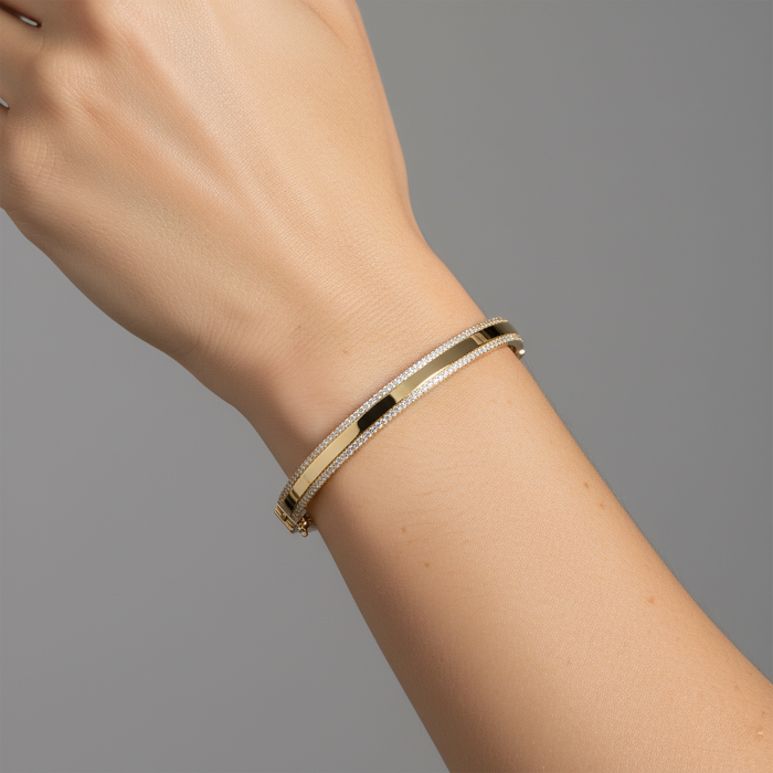 Gleam Line Double Row Diamond Illusion Bracelet in 14K Gold