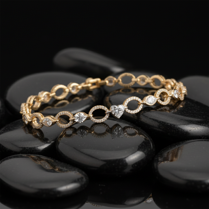Lustrous Loops Diamond Accent Link Bracelet in 14K Gold