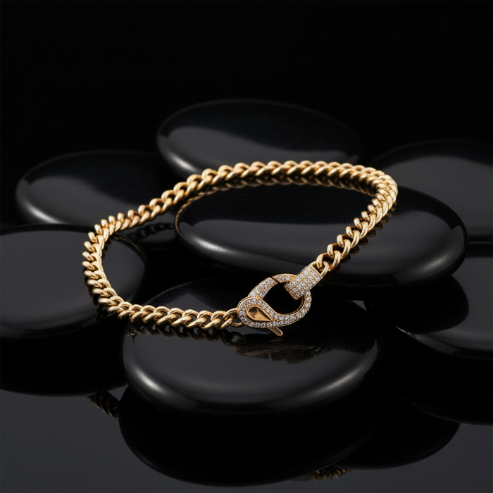 Baroque Diamond Link Bracelet in 14K Yellow Gold