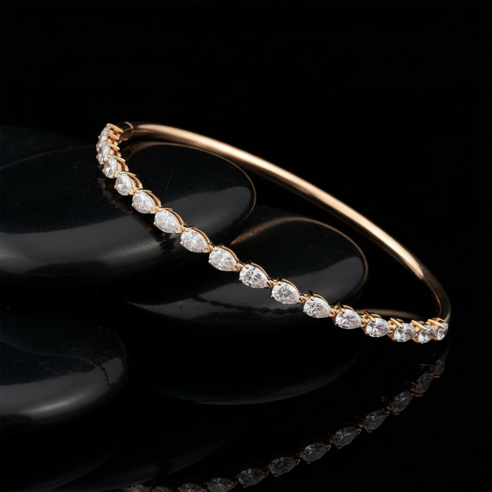 Halo Bare Diamond Bangle Bracelet in 14K Yellow Gold