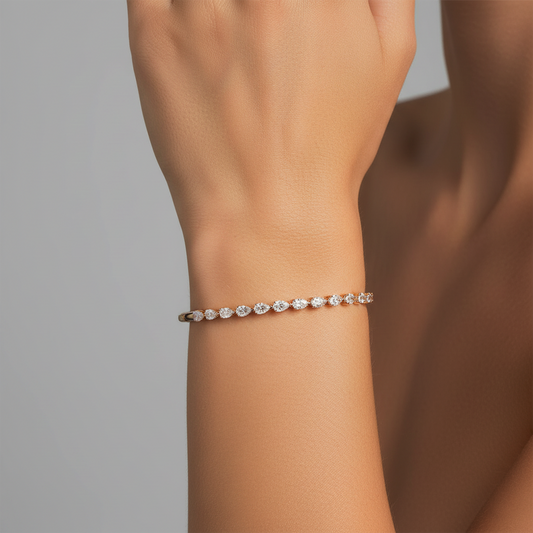 Halo Bare Diamond Bangle Bracelet in 14K Yellow Gold