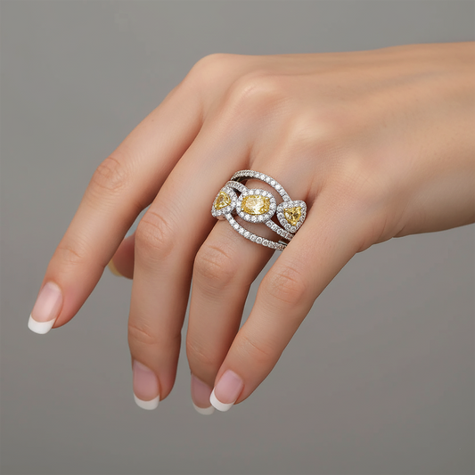 Diamond Halos Open Wrap Ring in 14K White Gold