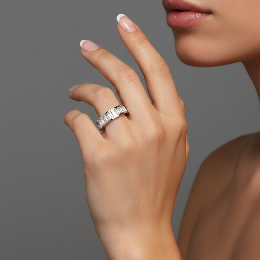 Emerald Cut Eternity Ring in 18K White Gold