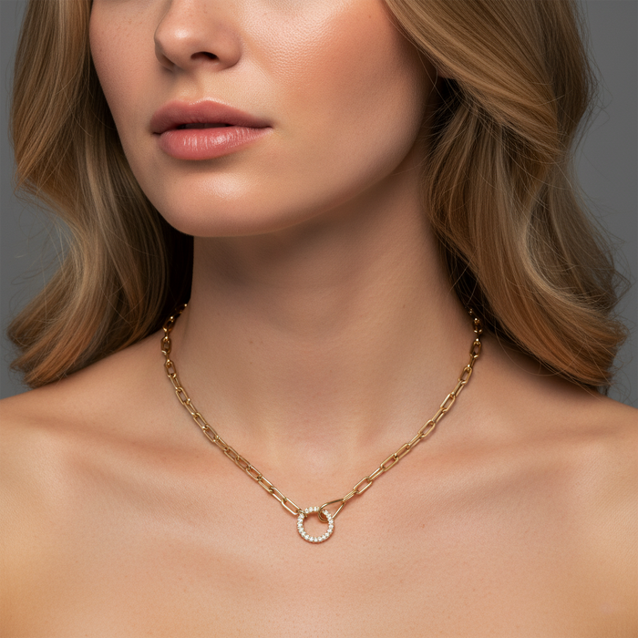 Inch Round Paperclip Link Necklace in 14K Yellow Gold