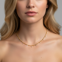 Six Diamond Station Necklace in 14K Yellow Gold