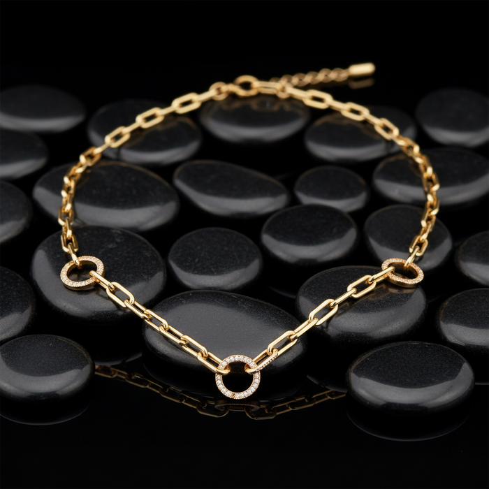 Diamond Revival Chain Link Necklace in 14K Yellow Gold