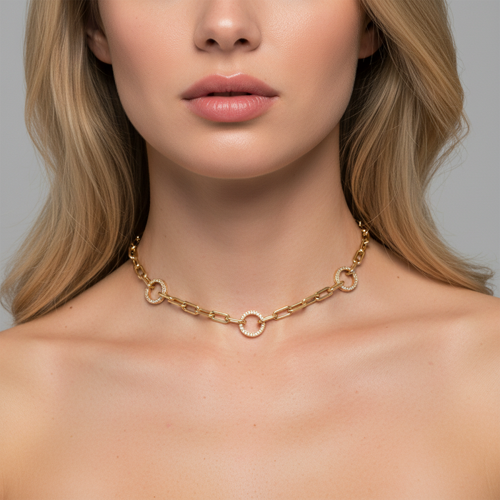 Diamond Revival Chain Link Necklace in 14K Yellow Gold