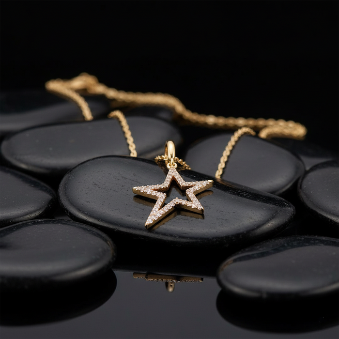 Diamond Rise Star Pendant Necklace in 14K Yellow Gold